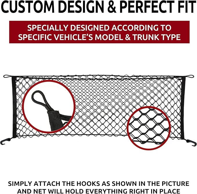 Envelope Style Automotive Elastic Trunk Mesh Cargo Net for Toyota Sequoia 2008-2026 - Premium Trunk Organizer and Storage - Luggage Net for SUV - Best Car Organizer for Toyota Sequoia