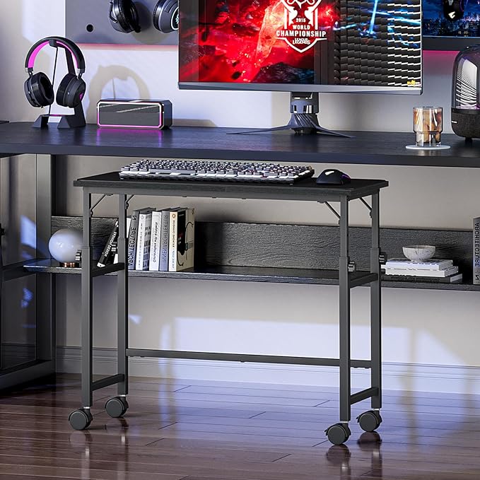 Snughome Mobile Keyboard Tray with Mouse Pad, Height Adjustment 23"-31", Keyboard Standing Desk, Rolling Under-Desk Extender with Lockable Casters, Desk Accessories for Home Office