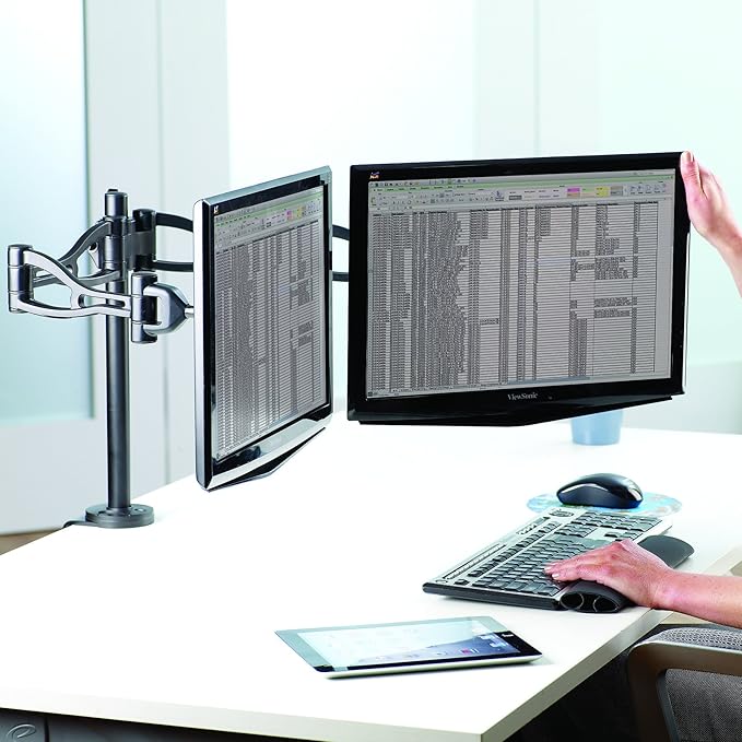 Fellowes 8041701 Professional Series Depth Adjustable Computer Monitor Stand for 2 Monitors with Dual Monitor Arms, 24 Lb Capacity