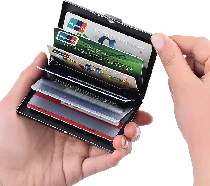 BONSYL® Credit Card Holder, RFID Blocking Slim Metal Credit Card Wallet, with Card Slots, for Women and Men. | RFID Blocking, Slim, 6 Card Slots