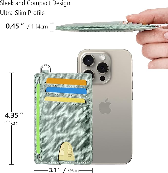 Mayski Slim Wallet, Credit Card Holder for Women, Minimalist Front Pocket RFID Blocking Card Cases, Small Wallet Women Men(Saffiano Seaweed)