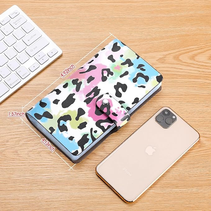 RFID Credit Card organizer, Business Card holder with 96 Card Slots, Gift Card Case for Managing Your Different Cards and Important Documents to Prevent Loss or Damage (Leopard Print)