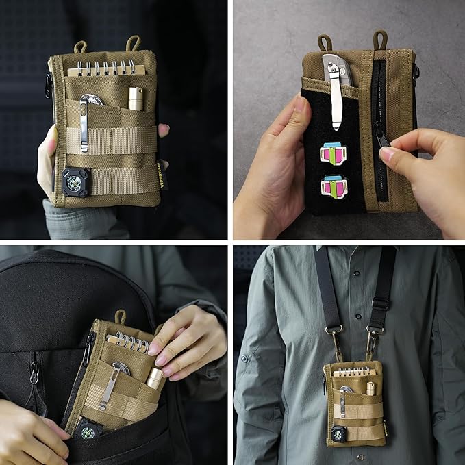 VIPERADE VE18 EDC Pouch, Pocket Organizer for Men, EDC Pocket Organizer, 3 Slots with 2 Zipper Pockets, Multitool Pouch