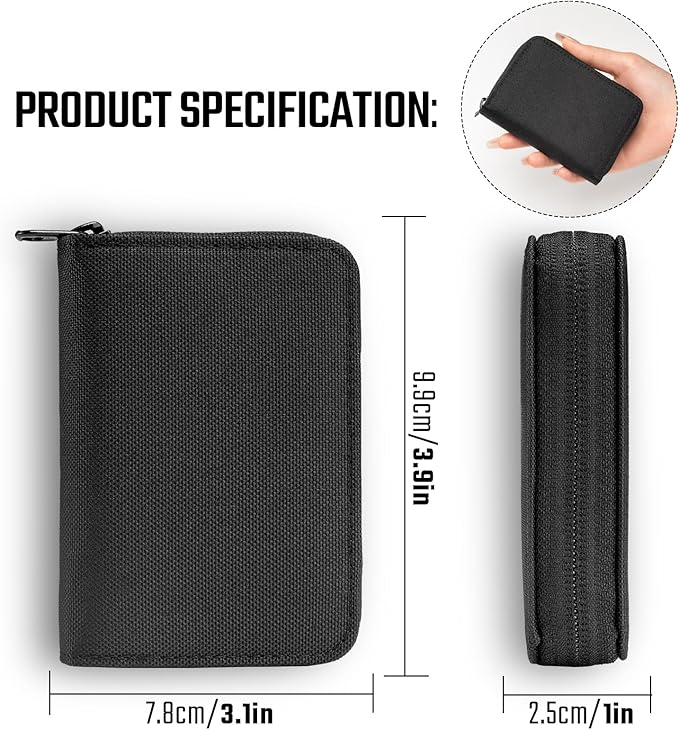 TACTICAL_GEEK PC1 EDC Durable 11-Slot Nylon Card Holder for Credit Cards, Lightweight Zippered Minimalist Wallet for Men and Women, Ideal for Work Travel, with Coin Pouch, Ultra-light and Waterproof,
