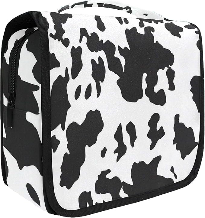 senya Hanging Travel Toiletry Bag Kit Makeup Case Cosmetics Organizer for Men Women (cow pattern)