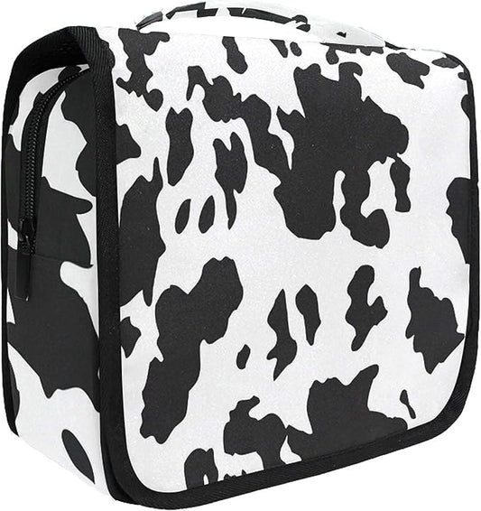 senya Hanging Travel Toiletry Bag Kit Makeup Case Cosmetics Organizer for Men Women (cow pattern)