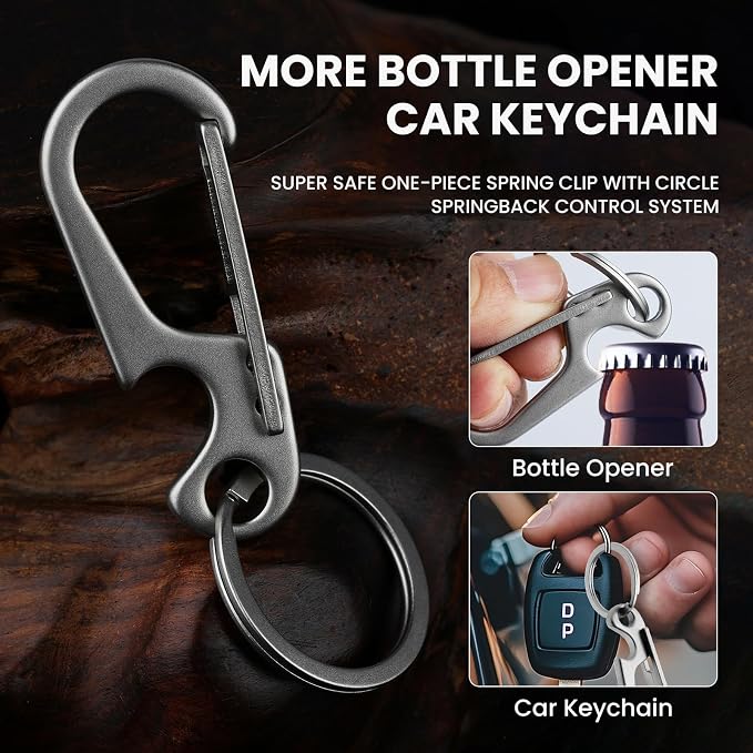 Prometheism Stainless Steel Keychain, Keyring Clip Holder Organizer for Home and Car,Carabiner Keys Finder