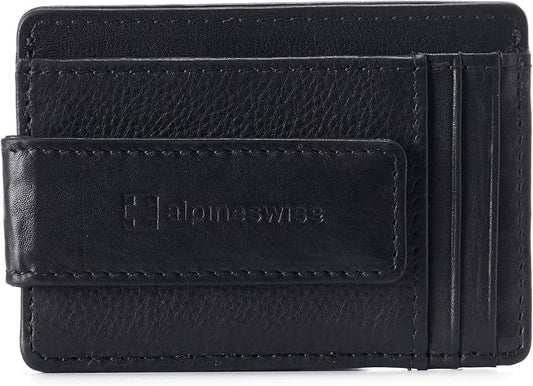 alpine swiss Harper Mens RFID Slim Money Clip Front Pocket Wallet Minimalist Leather ID Card Holder | RFID