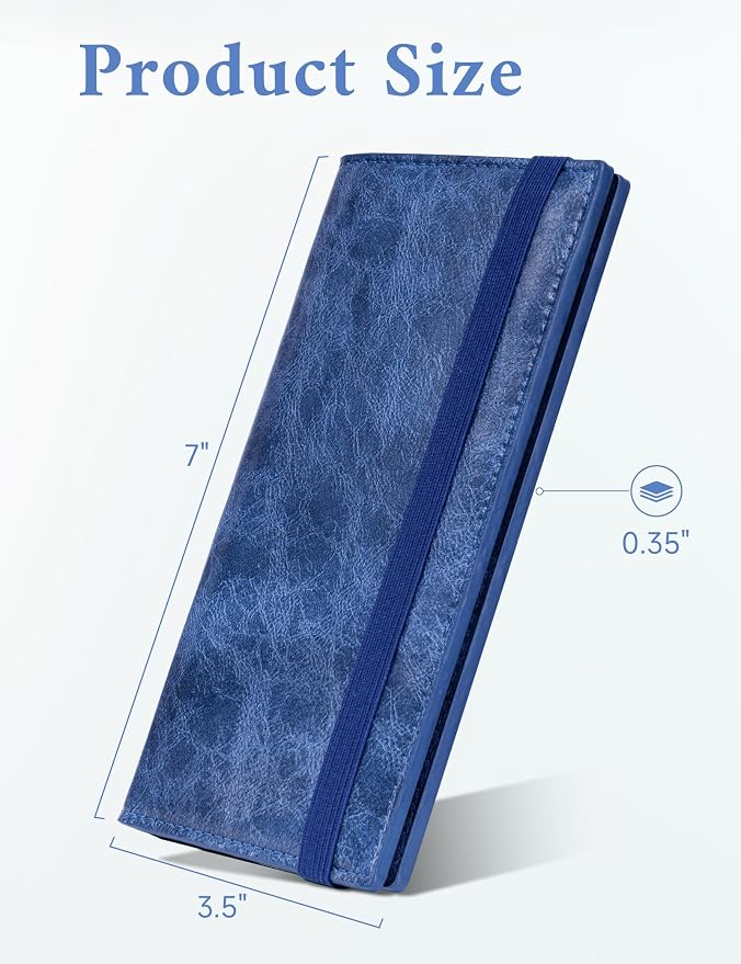 Zreal Checkbook Cover for Men & Women, Premium Vegan Leather Checkbook Holder for Top & Side Tear Duplicate Checks with RFID Blocking (Distressed Blue)