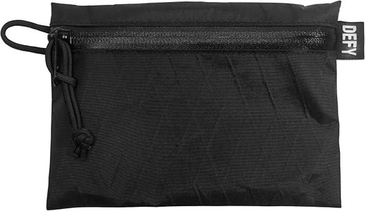DEFY Project X-Pac Travel Pouch | Lightweight Nylon Organizer Pouch For Accessories | Premium Tech Wallet | Water Repellent Travel Organizer (Medium, Black)