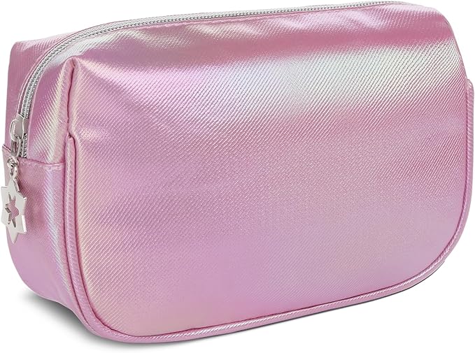 Small Makeup Bag，Travel Cosmetic Bag Organizer，Toiletry Bag with Zipper，Accessories Storage Bag for Women-Holographic pink