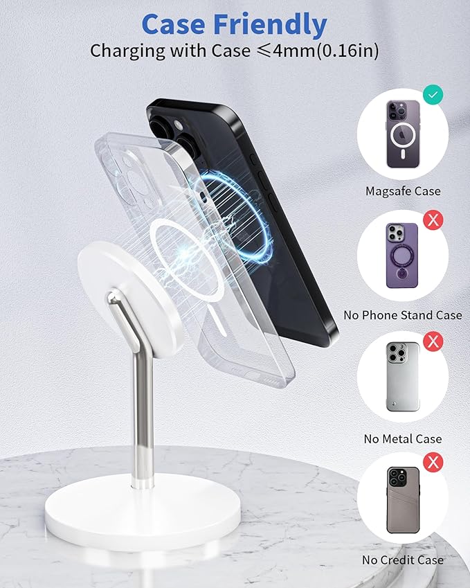 Magnetic Wireless Charger Stand, 25W Fast Mag Safe Charger iPhone Stand, 6FT Magnet Wireless Charging Station Pad with 35W Adapter for iPhone 17 Air 17 Pro 17 Pro Max 16 15 14 13 12, AirPods Pro 2/3/4