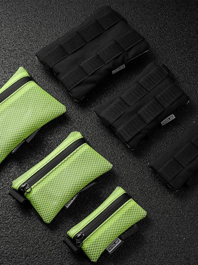 TACTICAL_GEEK Storage A5 EDC Storage Pouch Set, Multi-Purpose Molle EDC Gadget Pouch, Multi-Functional Utility Small Tool Pocket,Organiser Divider Small Pouch Organizer for Daily Carry (Lime Green)