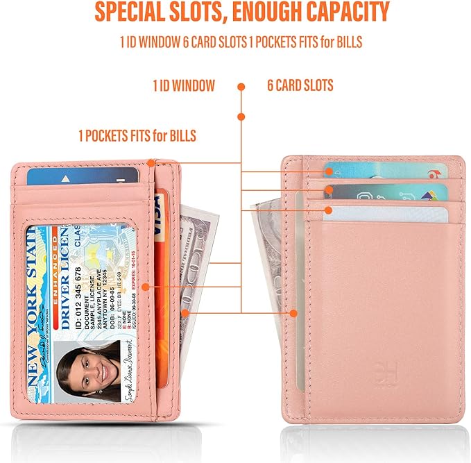 GH GOLD HORSE Slim RFID Blocking Card Holder Minimalist Leather Front Pocket Wallet for Women | Slim
