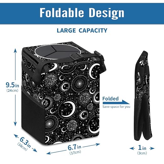 Gothic Moon Stars Boho Car Trash Can with Lid - Collapsible Reusable Waterproof Car Garbage Bag - Organizer