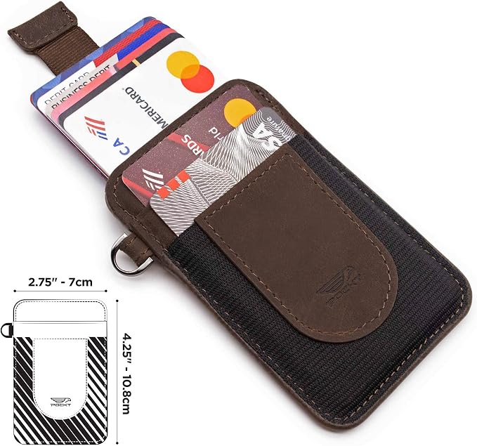 POCKT Card Holder Wallet For Men and Women - Slim Minimalist Front Pocket Wallet Elastic Credit Card Holder Genuine Leather RFID Blocking Card Case Wallets