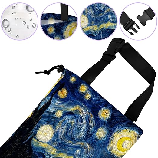 Car Trash Bag Hanging Starry Night Car Trash Can for Back Seat Waterproof Car Garbage Can with Adjustable Straps and Drawstring for Car Accessories Vehicle Travelling Camping