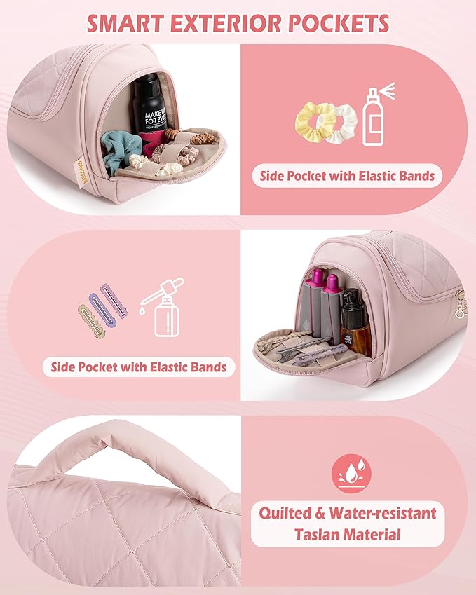 Marscamd Hair Tools Travel Bag Compatible with Dyson Airwrap Styler, Hair Tool Organizer with Hanging Hook for Multi-Stylers, Pink