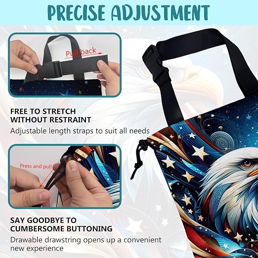 Car Garbage Bag American Flag and Bald Eagle Drawstring Car Trash Bag Hanging for Back Seat with Adjustable Buckle Canvas Vehicle Trash Can Easy-to-Install