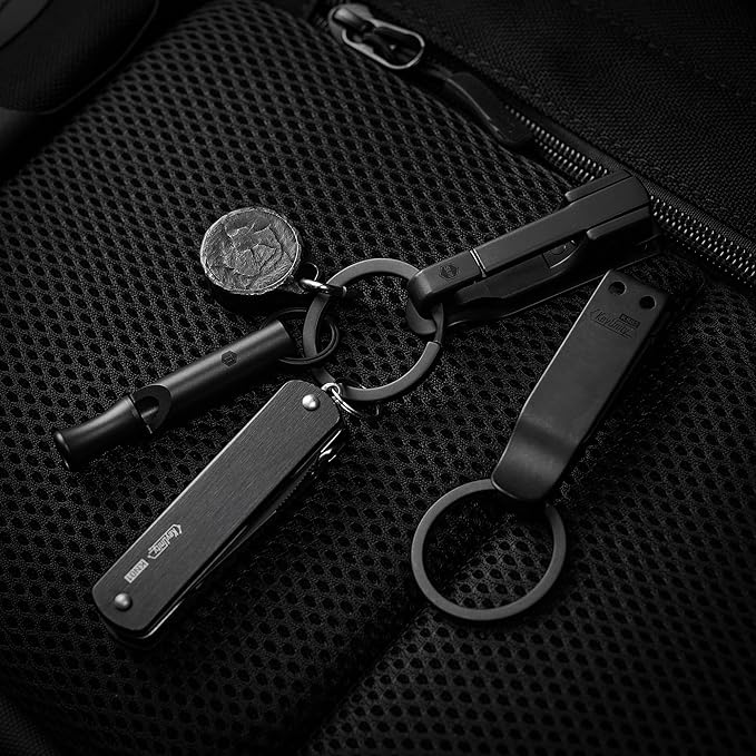 KeyUnity EDC Belt Keychain Clip Quick Release, Stainless Steel Duty Belt Key Ring Holder for Pants, Jeans, Trousers