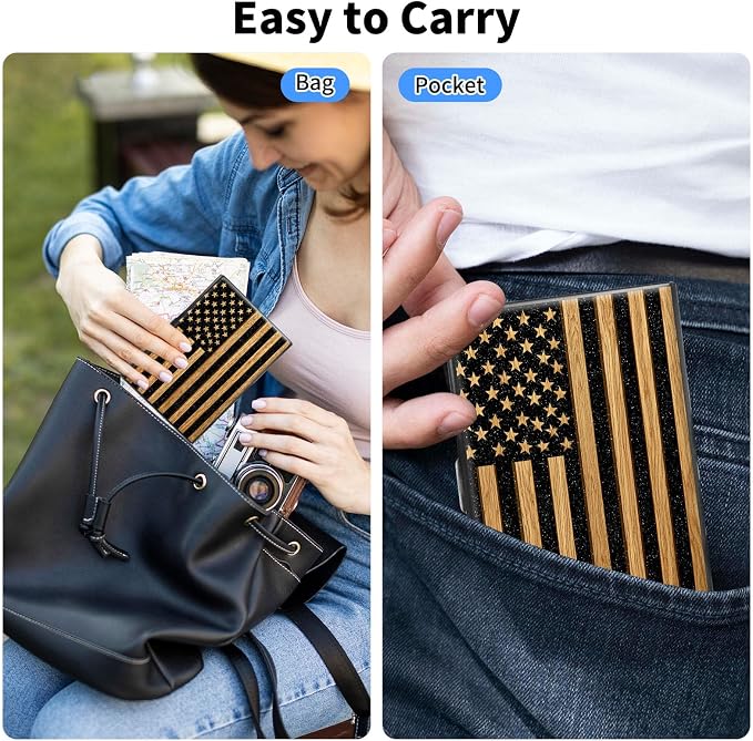 Metal Wallet,Credit Card Holder for Women Men,RFID Blocking Card Holder Mini Slim Aluminum Wallet ID Case Hard Case Business Card Holder Case,Cute Wood Flag