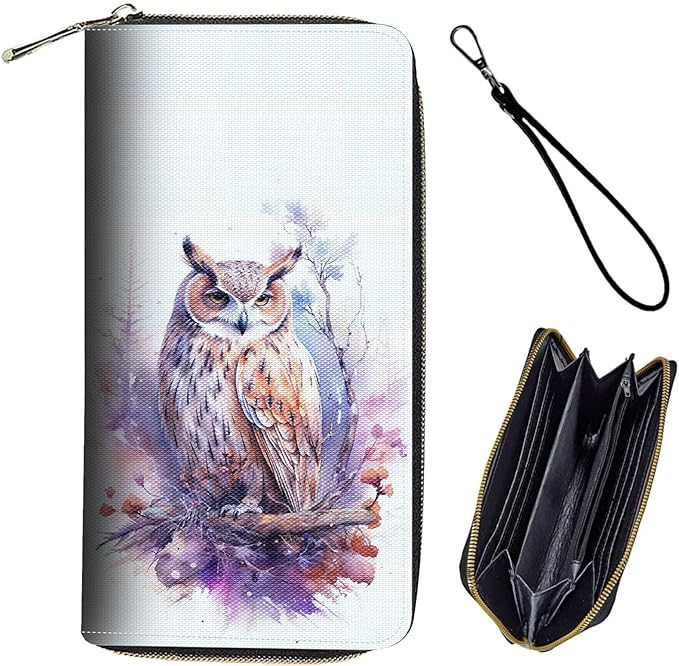 Bxgolkgd Womens Wallet, RFID Blocking Leather Wallet,Large Capacity Wallet Credit Card Holder PU Leather Ladies Clutch with Zipper Coin Pocket - Cute Owl