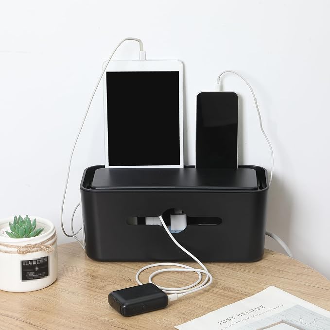 Bates- Cable Management Box, Medium, Cable Organizer Box, Cord Organizer Box, Cable Box Organizer, Cord Management Box, Cord Hider Box, Cord Box for Wires on Floor, Power Strip Cover Box Baby Proof