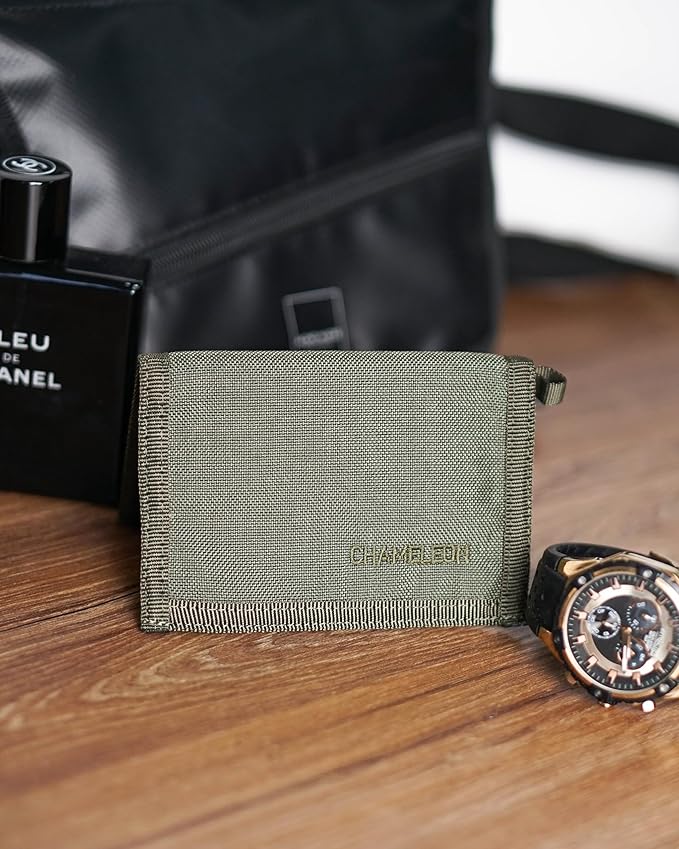 Chameleon Bifold Mens Nylon Wallet-Military Tactical Men Wallet- Canvas Thin Front Pocket Travel Bi-Fold Wallet-Best Nylon Travel Pouch
