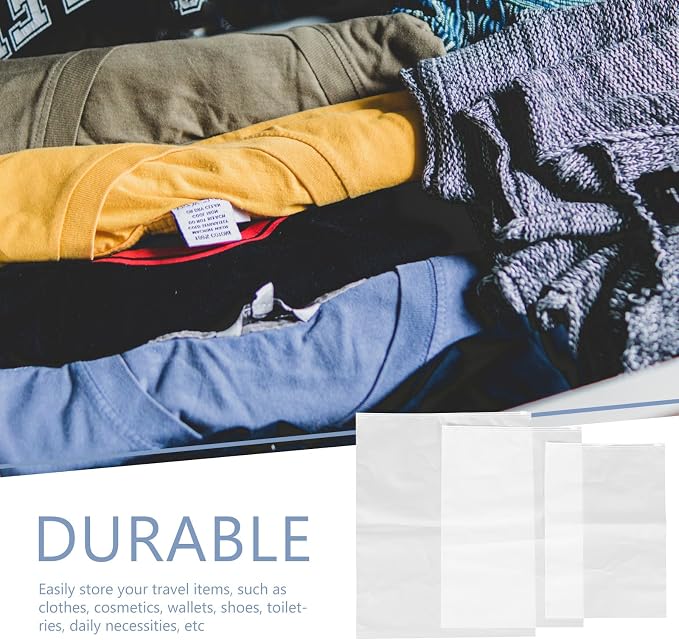 10Pcs Waterproof Travel Clothes Packaging Bags Zipper Sealed Storage Pouches for Garment Socks Underwear Organizer, Dustproof Packing Organizers for Suitcases (24X35Cm, 28X40Cm,