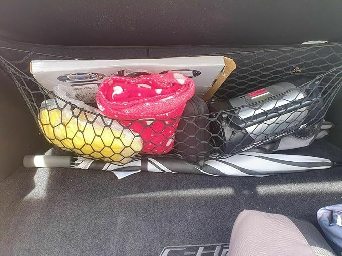 Rear Trunk Organizer Cargo Net for Toyota C-HR 2018-2022 – Envelope Style Cargo Net for SUV - Premium Mesh Elastic Car Trunk Organizer Vehicle Carrier Storage –Compatible with C-HR