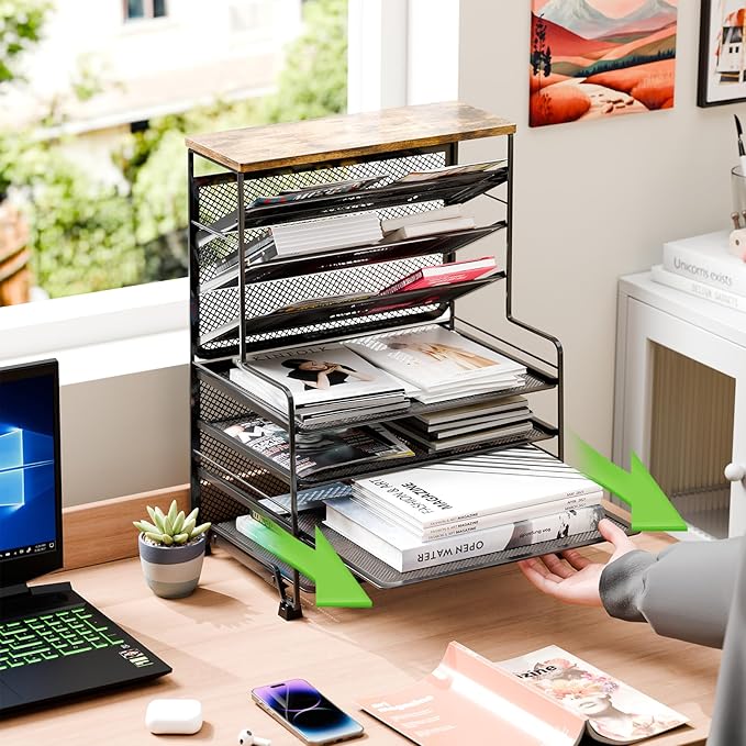 Simple Trending 7 Tier File Organizer and Office Desk Accessories for Office, Home or School, Black