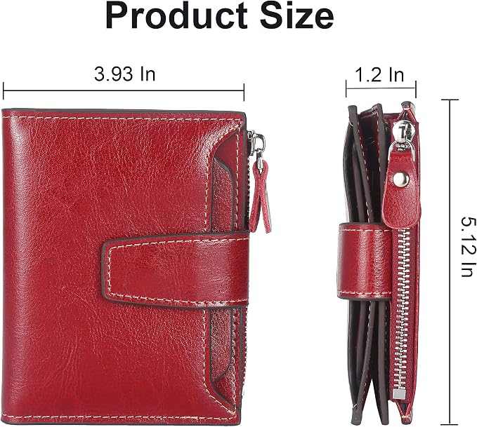 Lavemi Small Compact Women Wallet RFID Blocking Genuine Leather Bifold Purse with ID Windows