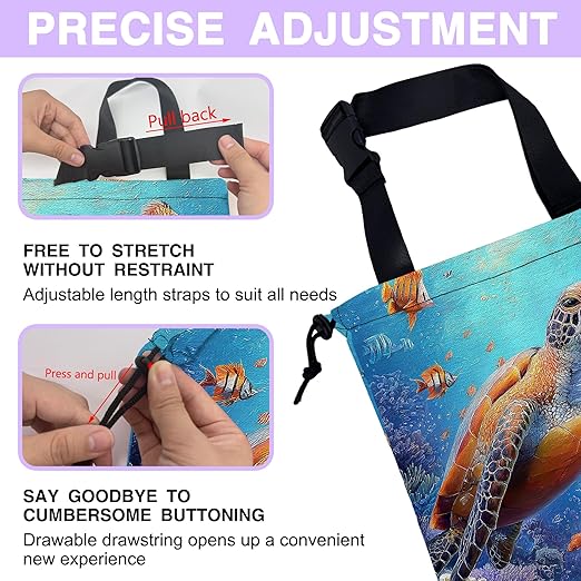 Car Trash Bag Sea Turtles Car Garbage Bag Waterproof Car Trash Can for Back Seat with Adjustable Straps and Drawstring, Foldable Car Trash Bin for Car Accessories Vehicle Travelling Camping