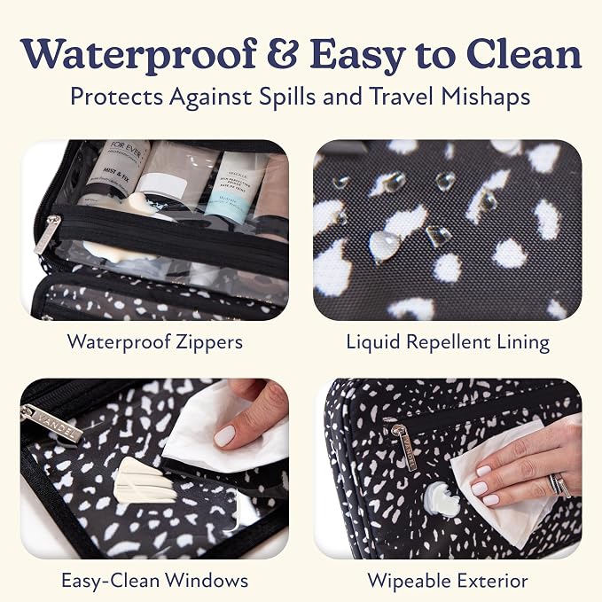 VANDEL Waterproof Hanging Toiletry Bag [TSA-Approved] Hanging Makeup Organizer Bag, Cosmetic Travel Bags for Women, Makeup Case Toiletries Organizer Hygiene Bathroom Shower Caddy - White Leopard
