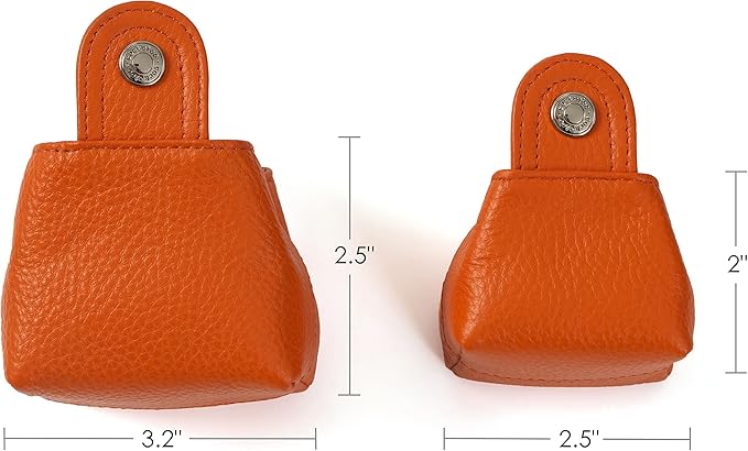 Cockatoo Genuine Leather Coin Pouch Change Holder, Mini Snap Pocket Wallet for Men Women (Aurora Red, Set of L&S)