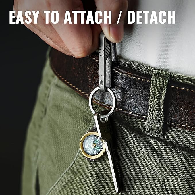KeyUnity KM03 Titanium Keychain Clip Belt Loop Key Holder with Removable Key Ring for Duty Belt