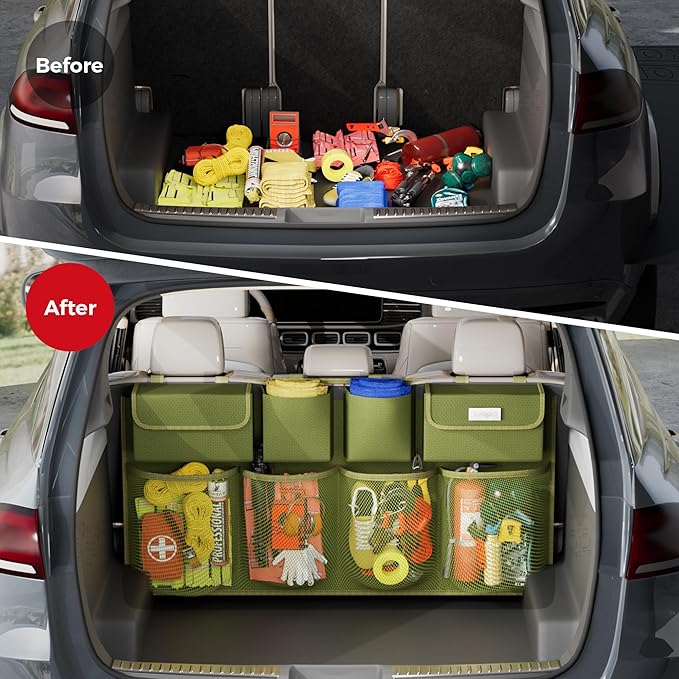 SURDOCA Car Trunk Organizer, LARGE CAPACITY Car Storage Bag with 8 Pockets, 7X Upgraded Trunk Storage Organizer for Car, SUV, Truck, MPV | for SUV, UPGRADED 7 Times, Space Saving Expert