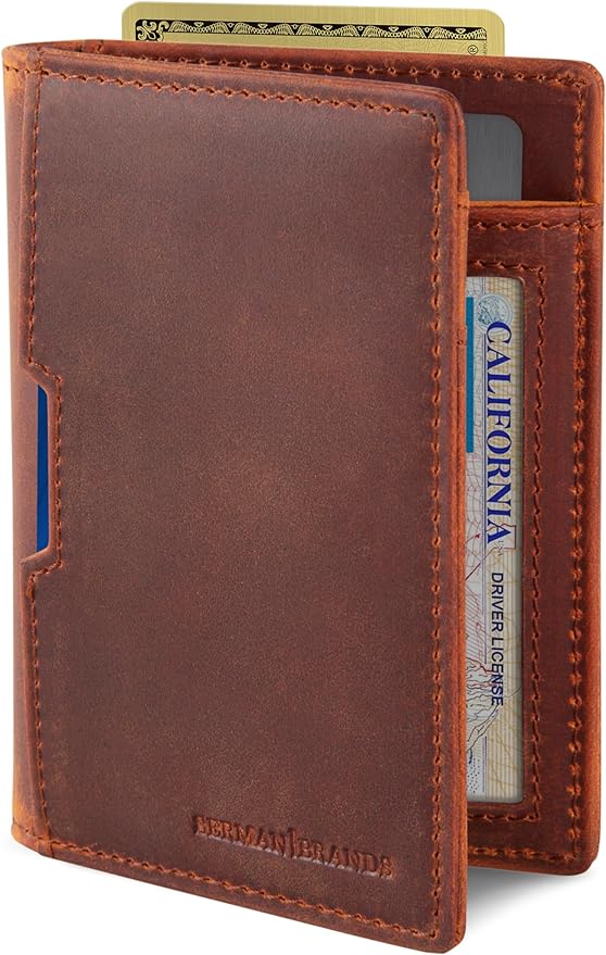 SERMAN BRANDS - Wallets for Men Slim Mens leather RFID Blocking Minimalist Card Front Pocket Bifold Travel Thin