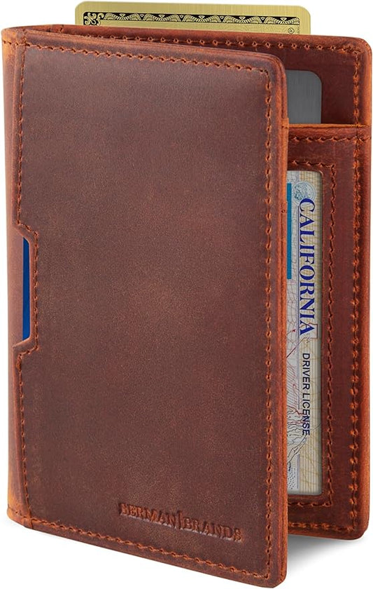 SERMAN BRANDS - Wallets for Men Slim Mens leather RFID Blocking Minimalist Card Front Pocket Bifold Travel Thin