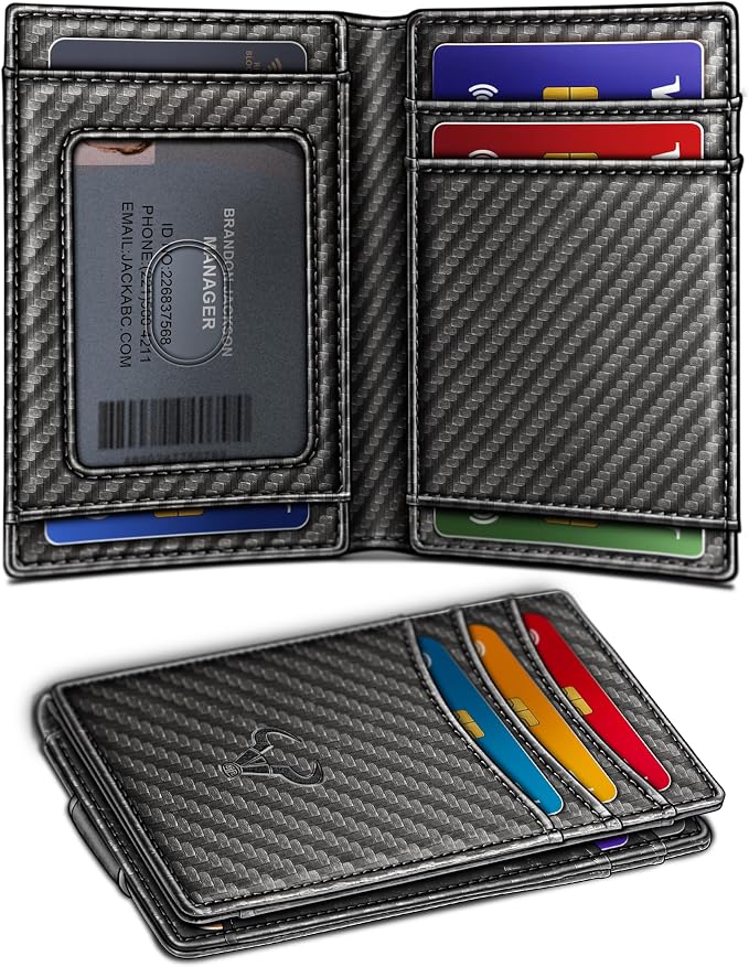 BULLIANT Magnetic Closure Slim Wallet-Genuine Leather Front Pocket Wallet for Men,RFID Blocking,Holds 12 Cards and Money Clip