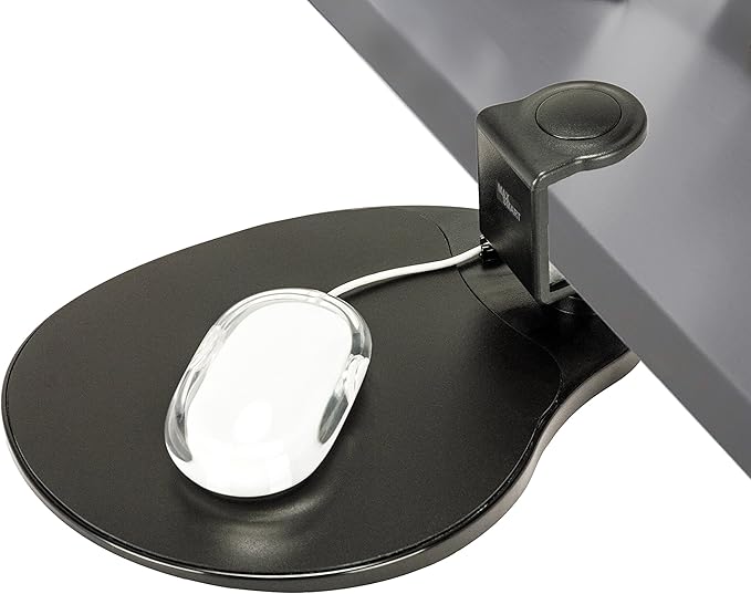 Clamp on Mouse Platform, Clip on Mouse Pad, Rotating 360, Easy Slide Out Tray, Suitable Up to for 1.5" Thickness Desk, for Home, Office to Save Space (Black)