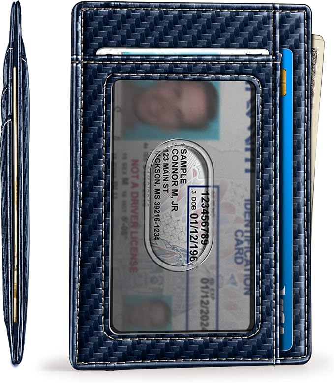 BULLIANT Slim Wallet, Skinny Minimal Thin Front Pocket Wallet Card Holder For Men 7Cards 3.15"x4.5",Gift-Boxed
