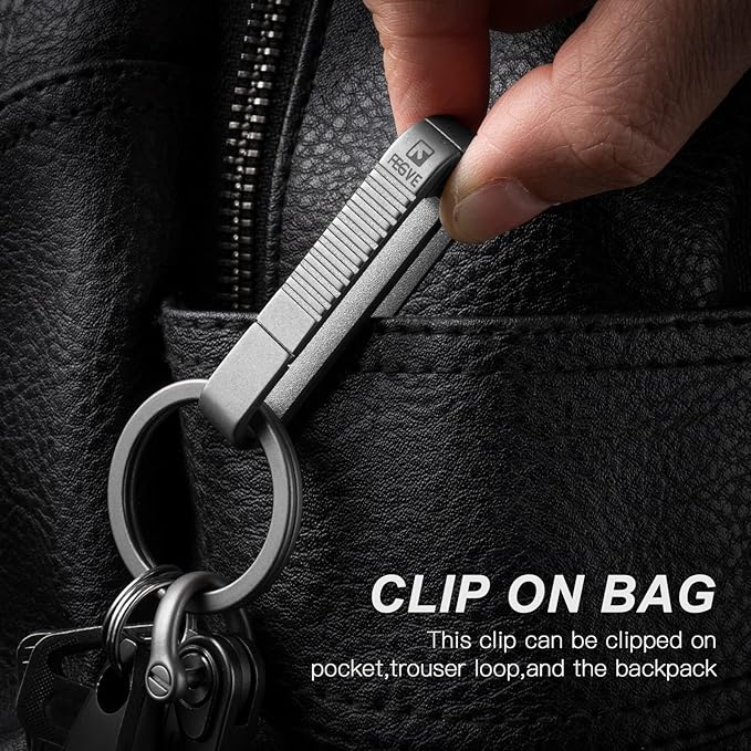 FEGVE Titanium Belt Key Holder, Belt Key Clip with Keyring for Keys,Keychain Hook for Men Dad