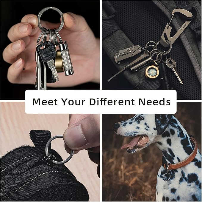 MecArmy Titanium 3pcs/4pcs/7pcs/18pcs Key Rings Keychain Large Small Split Rings