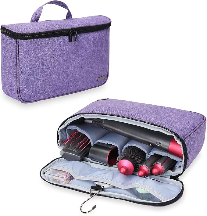 Teamoy Travel Storage Bag Compatible with Dyson Airwrap Styler, Portable Travel Organizer for Airwrap Styler and Accessories, Top-Opened, Purple