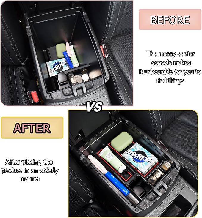 HGWEI Center Console Organizer Tray Compatible with Nissan Rogue 2014-2020 / Rogue Sport 2017-2022 / Murano 2015-2024 Interior Accessories Insert Armrest Storage Glove Box, Red