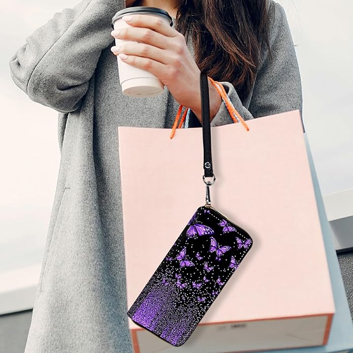 Wristlet Wallet for Women, RFID Blocking Phone Wallet, Large Capacity Zip Around Clutch, Fits iPhone 15 Pro Max, Travel Organizer Purse