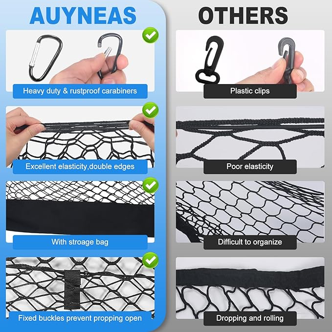 for Dodge Durango Chevy Equinox Envelope Style Truck Bed Cargo Net - Fits 2013-2024 2025 2026 Durango Equinox Accessories Cargo Net for Pickup Truck Bed - Heavy Duty Carabiners