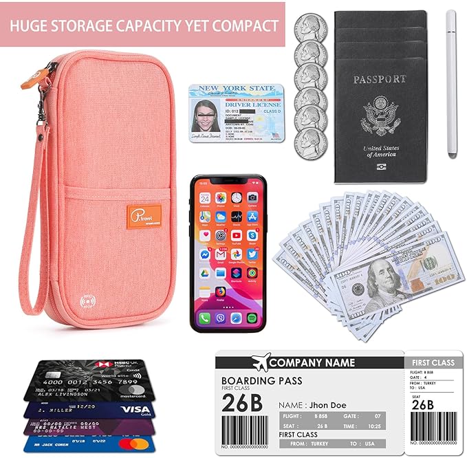VanFn RFID Travel Passport Wallet, Family Passport Holder, Trip Document Organizer P.Travel Series