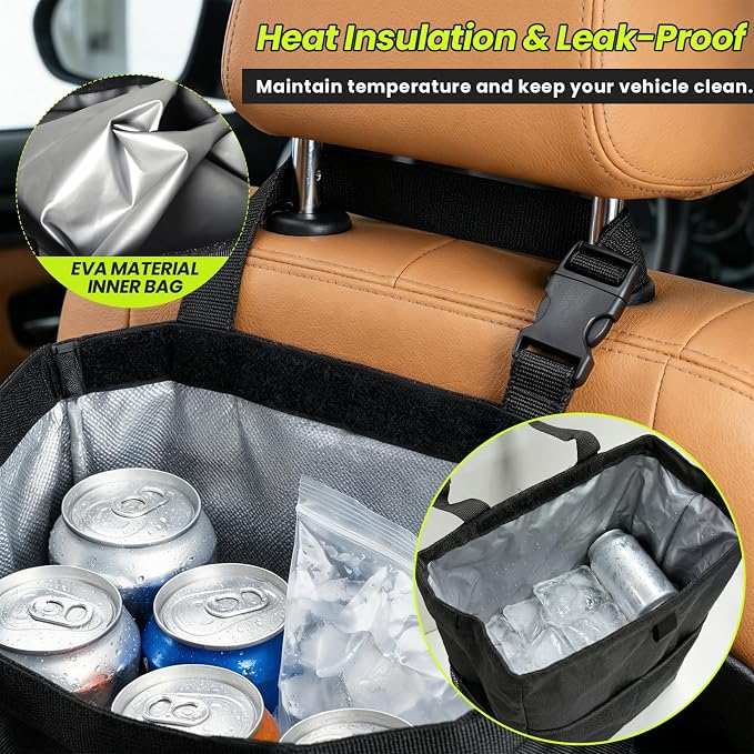 Car Trash Bag, Large Capacity Hanging Auto Trash Can Collapsible Portable Organizer with Storage Pocket, Waterproof Leakproof Oxford Cloth Garbage Bag for Cars Trucks SUVs